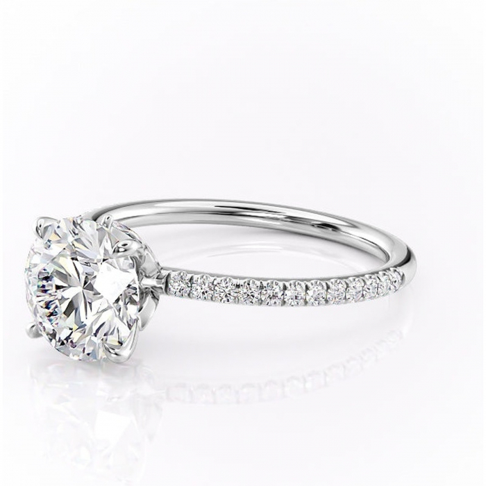 Inel de logodnă Onyxia din aur Alb 14kt cu moissanite tăietură rotundă – Montură pavé rafinată pentru profil înalt | Personalizează și configurează gratuit online [7]