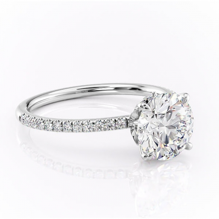 Inel de logodnă Onyxia din aur Alb 14kt cu moissanite tăietură rotundă – Montură pavé rafinată pentru profil înalt | Personalizează și configurează gratuit online [1]