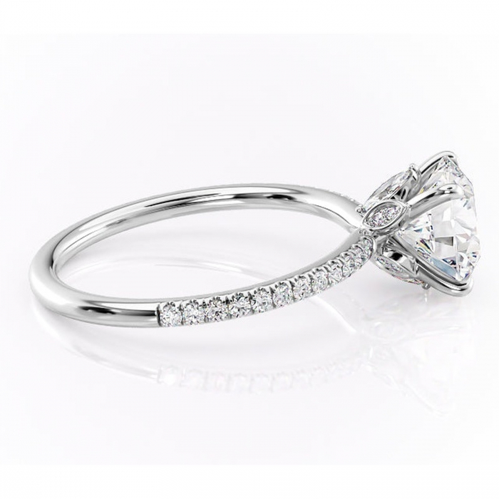 Inel de logodnă Onyxia din aur Alb 14kt cu moissanite tăietură rotundă – Montură pavé rafinată pentru profil înalt | Personalizează și configurează gratuit online [2]