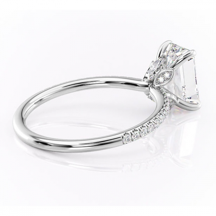 Inel de logodnă Onyxia din aur Alb 14kt cu moissanite tăietură smarald – Montură pavé rafinată pentru profil înalt | Personalizează și configurează gratuit online [3]