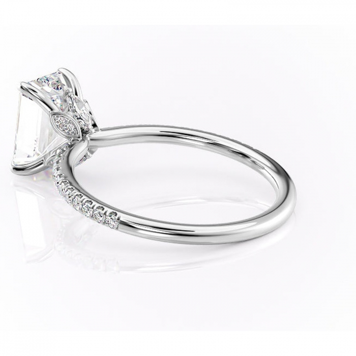 Inel de logodnă Onyxia din aur Alb 14kt cu moissanite tăietură smarald – Montură pavé rafinată pentru profil înalt | Personalizează și configurează gratuit online [5]