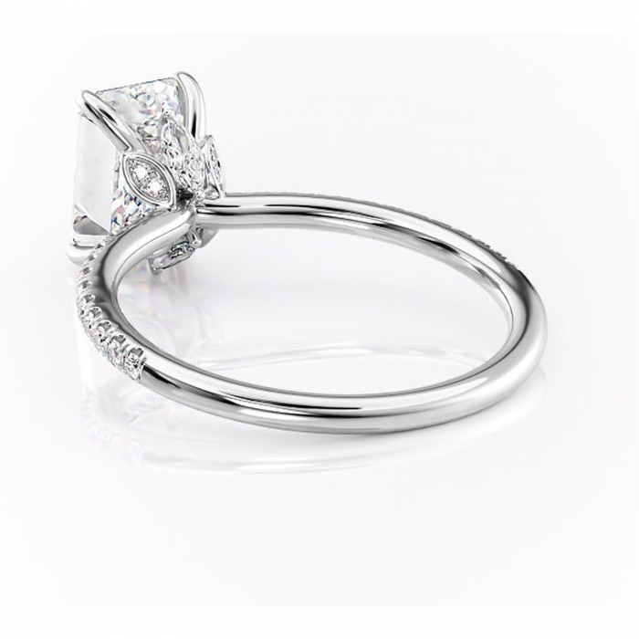 Inel de logodnă Onyxia din aur Alb 14kt cu moissanite tăietură smarald – Montură pavé rafinată pentru profil înalt | Personalizează și configurează gratuit online [4]