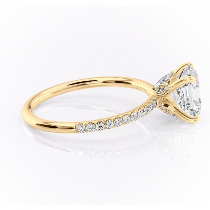 Inel de logodnă Onyxia din aur Galben 14kt cu moissanite tăietură asscher – Montură pavé rafinată pentru profil înalt | Personalizează și configurează gratuit online [2]
