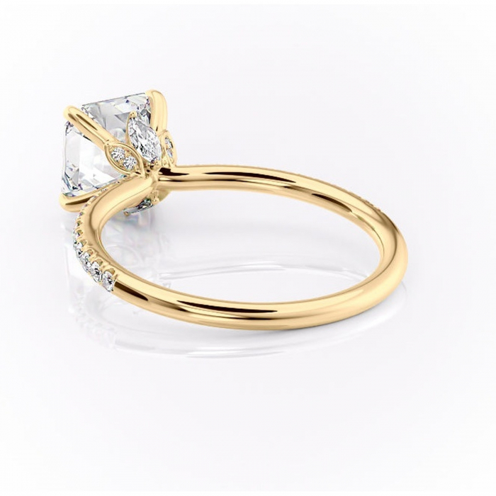 Inel de logodnă Onyxia din aur Galben 14kt cu moissanite tăietură asscher – Montură pavé rafinată pentru profil înalt | Personalizează și configurează gratuit online [4]