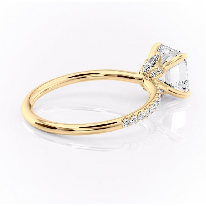 Inel de logodnă Onyxia din aur Galben 14kt cu moissanite tăietură asscher – Montură pavé rafinată pentru profil înalt | Personalizează și configurează gratuit online [3]