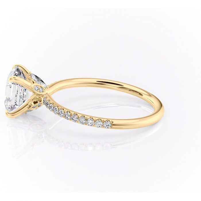 Inel de logodnă Onyxia din aur Galben 14kt cu moissanite tăietură asscher – Montură pavé rafinată pentru profil înalt | Personalizează și configurează gratuit online [6]