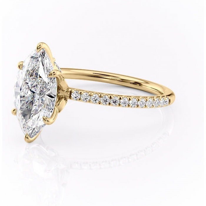 Inel de logodnă Onyxia din aur Galben 14kt cu moissanite tăietură marquise – Montură pavé rafinată pentru profil înalt | Personalizează și configurează gratuit online [7]