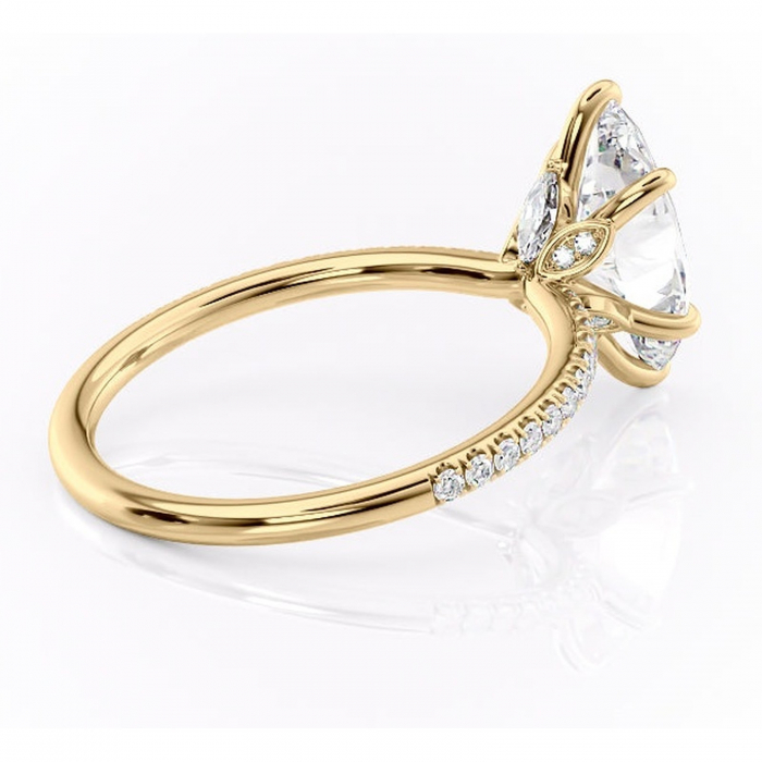 Inel de logodnă Onyxia din aur Galben 14kt cu moissanite tăietură marquise – Montură pavé rafinată pentru profil înalt | Personalizează și configurează gratuit online [3]