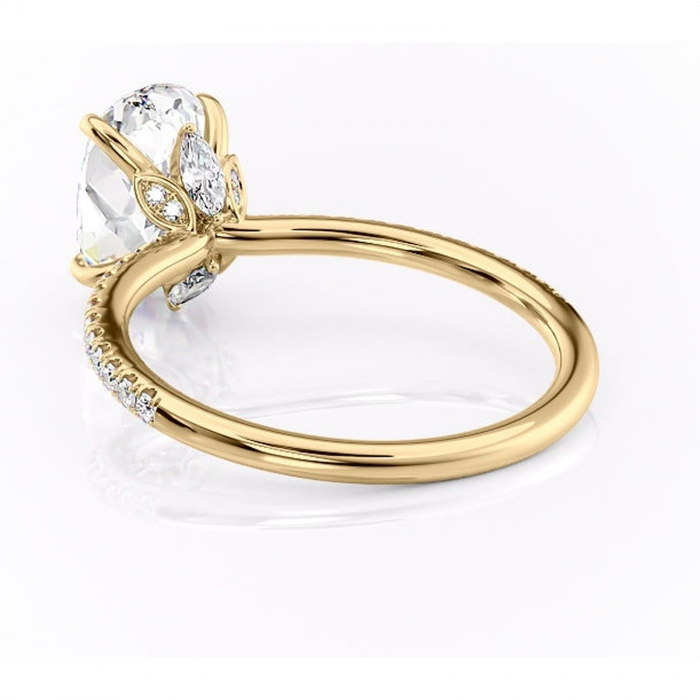 Inel de logodnă Onyxia din aur Galben 18kt cu moissanite tăietură ovală – Montură pavé rafinată pentru profil înalt | Personalizează și configurează gratuit online [4]