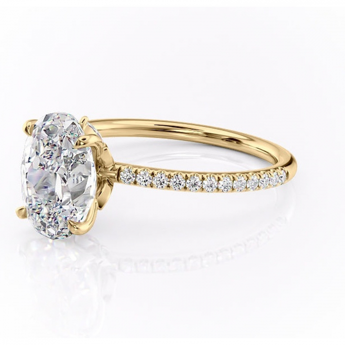 Inel de logodnă Onyxia din aur Galben 18kt cu moissanite tăietură ovală – Montură pavé rafinată pentru profil înalt | Personalizează și configurează gratuit online [7]