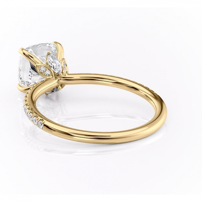 Inel de logodnă Onyxia din aur Galben 14kt cu moissanite tăietură pernă – Montură pavé rafinată pentru profil înalt | Personalizează și configurează gratuit online [4]