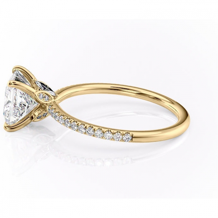 Inel de logodnă Onyxia din aur Galben 14kt cu moissanite tăietură princess – Montură pavé rafinată pentru profil înalt | Personalizează și configurează gratuit online [6]