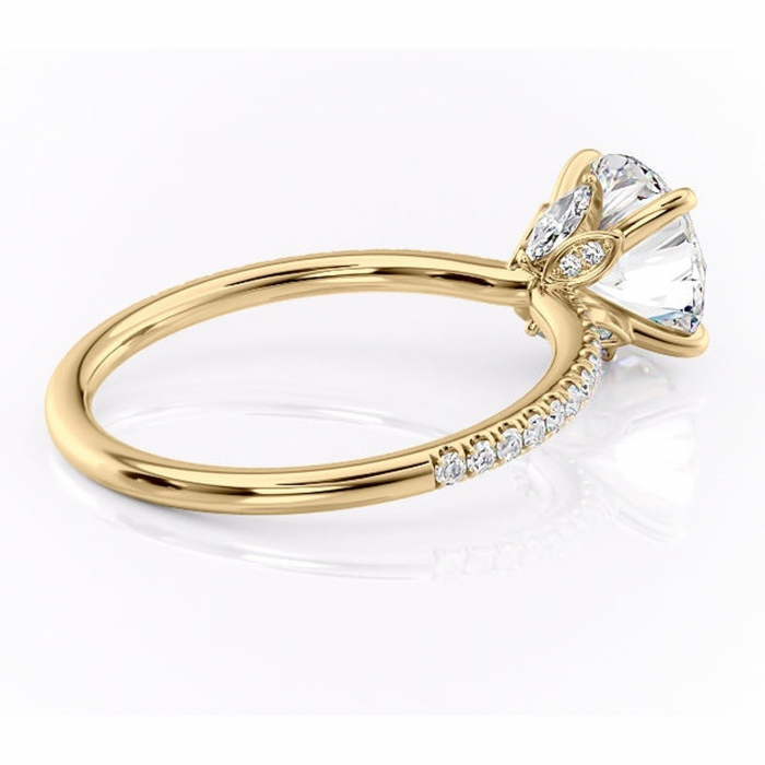 Inel de logodnă Onyxia din aur Galben 14kt cu moissanite tăietură rotundă – Montură pavé rafinată pentru profil înalt | Personalizează și configurează gratuit online [3]