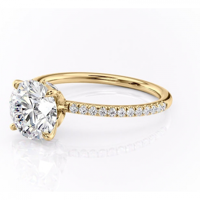 Inel de logodnă Onyxia din aur Galben 14kt cu moissanite tăietură rotundă – Montură pavé rafinată pentru profil înalt | Personalizează și configurează gratuit online [7]