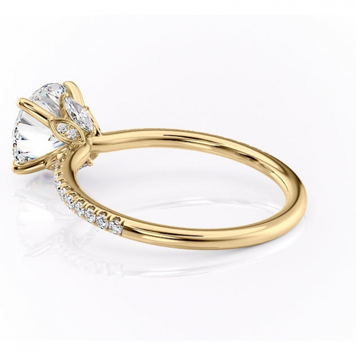 Inel de logodnă Onyxia din aur Galben 14kt cu moissanite tăietură rotundă – Montură pavé rafinată pentru profil înalt | Personalizează și configurează gratuit online [5]