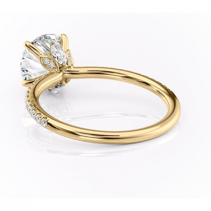 Inel de logodnă Onyxia din aur Galben 14kt cu moissanite tăietură rotundă – Montură pavé rafinată pentru profil înalt | Personalizează și configurează gratuit online [4]