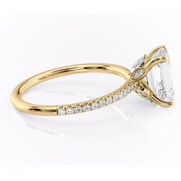 Inel de logodnă Onyxia din aur Galben 14kt cu moissanite tăietură smarald – Montură pavé rafinată pentru profil înalt | Personalizează și configurează gratuit online [2]