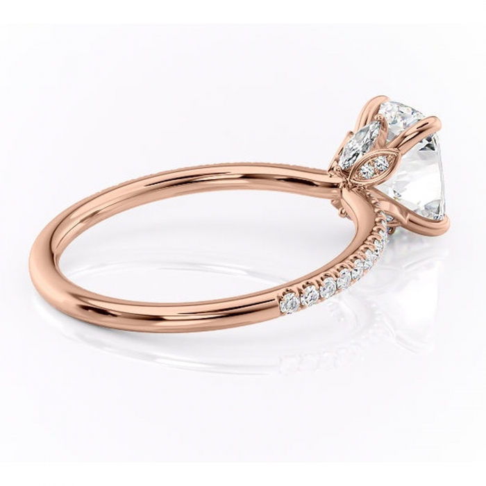 Inel de logodnă Onyxia din aur Rose 14kt cu moissanite tăietură asscher – Montură pavé rafinată pentru profil înalt | Personalizează și configurează gratuit online [3]