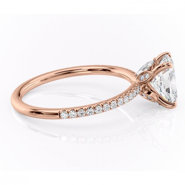 Inel de logodnă Onyxia din aur Rose 14kt cu moissanite tăietură asscher – Montură pavé rafinată pentru profil înalt | Personalizează și configurează gratuit online [2]