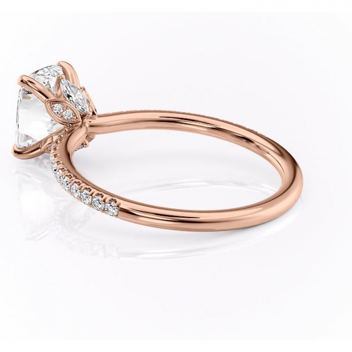 Inel de logodnă Onyxia din aur Rose 14kt cu moissanite tăietură asscher – Montură pavé rafinată pentru profil înalt | Personalizează și configurează gratuit online [5]