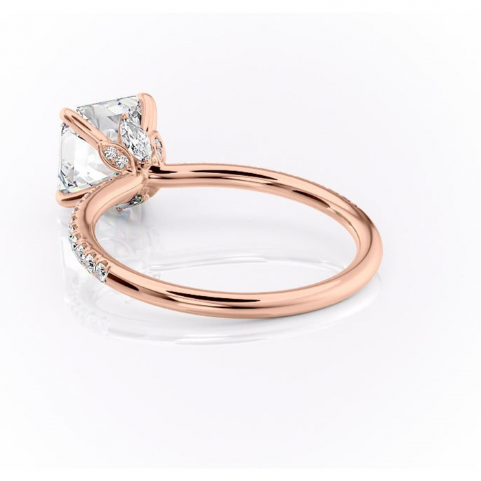 Inel de logodnă Onyxia din aur Rose 14kt cu moissanite tăietură asscher – Montură pavé rafinată pentru profil înalt | Personalizează și configurează gratuit online [4]