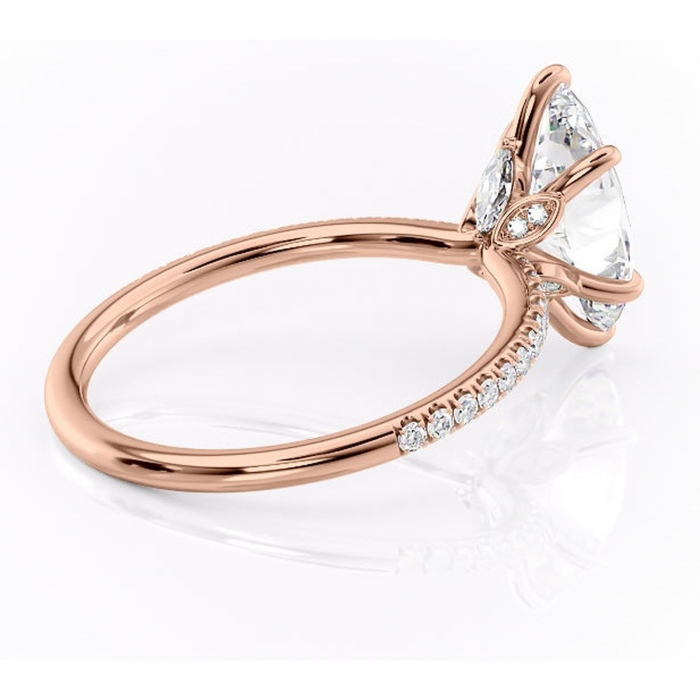 Inel de logodnă Onyxia din aur Rose 18kt cu moissanite tăietură marquise – Montură pavé rafinată pentru profil înalt | Personalizează și configurează gratuit online [3]