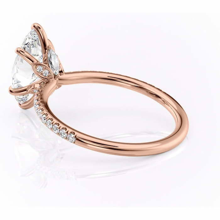 Inel de logodnă Onyxia din aur Rose 18kt cu moissanite tăietură marquise – Montură pavé rafinată pentru profil înalt | Personalizează și configurează gratuit online [5]
