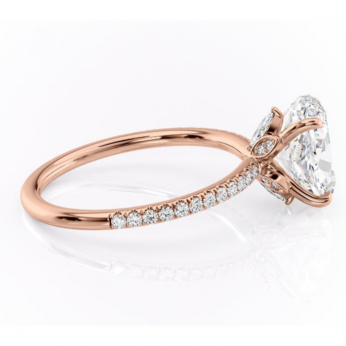 Inel de logodnă Onyxia din aur Rose 14kt cu moissanite tăietură ovală – Montură pavé rafinată pentru profil înalt | Personalizează și configurează gratuit online [2]