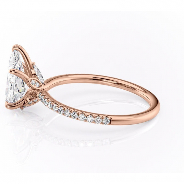 Inel de logodnă Onyxia din aur Rose 18kt cu moissanite tăietură pară – Montură pavé rafinată pentru profil înalt | Personalizează și configurează gratuit online [6]