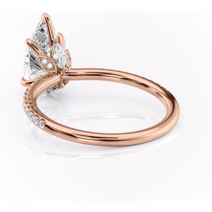 Inel de logodnă Onyxia din aur Rose 18kt cu moissanite tăietură pară – Montură pavé rafinată pentru profil înalt | Personalizează și configurează gratuit online [4]
