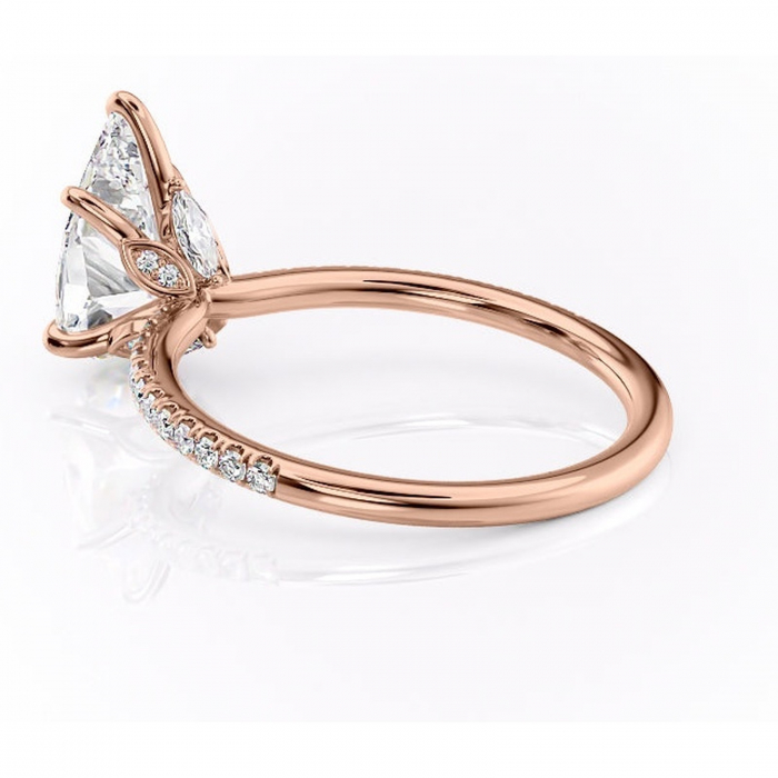 Inel de logodnă Onyxia din aur Rose 18kt cu moissanite tăietură pară – Montură pavé rafinată pentru profil înalt | Personalizează și configurează gratuit online [5]
