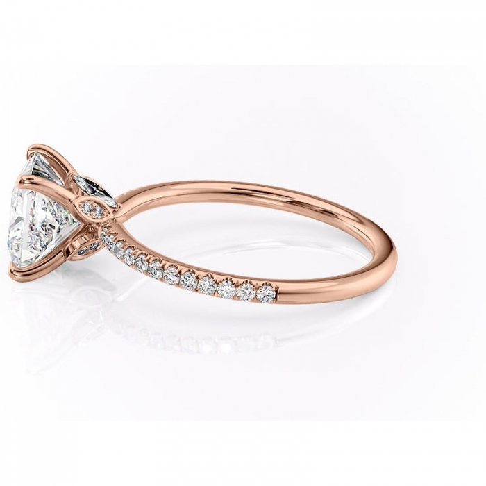 Inel de logodnă Onyxia din aur Rose 14kt cu moissanite tăietură princess – Montură pavé rafinată pentru profil înalt | Personalizează și configurează gratuit online [6]