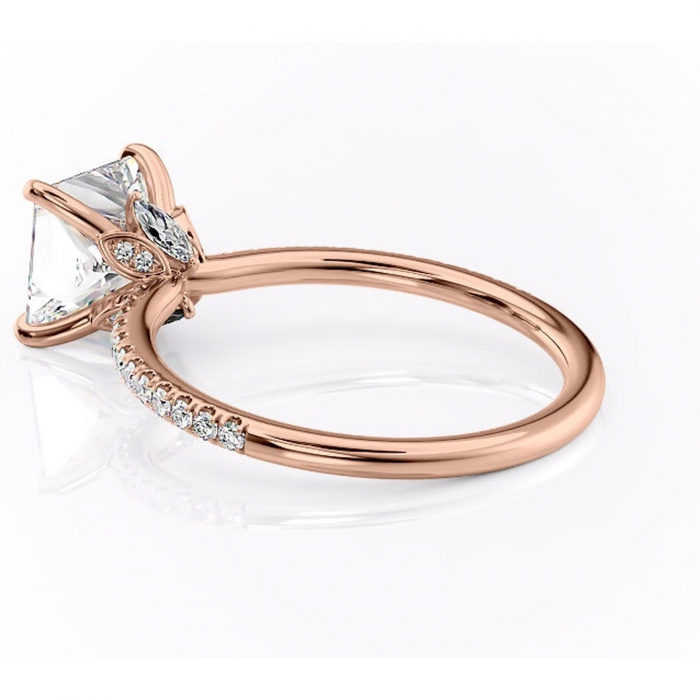Inel de logodnă Onyxia din aur Rose 14kt cu moissanite tăietură princess – Montură pavé rafinată pentru profil înalt | Personalizează și configurează gratuit online [5]