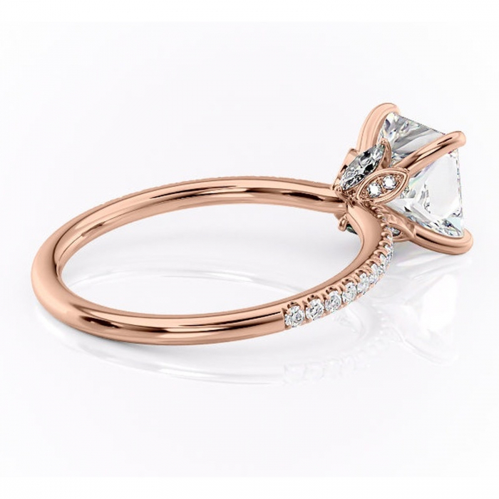 Inel de logodnă Onyxia din aur Rose 14kt cu moissanite tăietură princess – Montură pavé rafinată pentru profil înalt | Personalizează și configurează gratuit online [3]