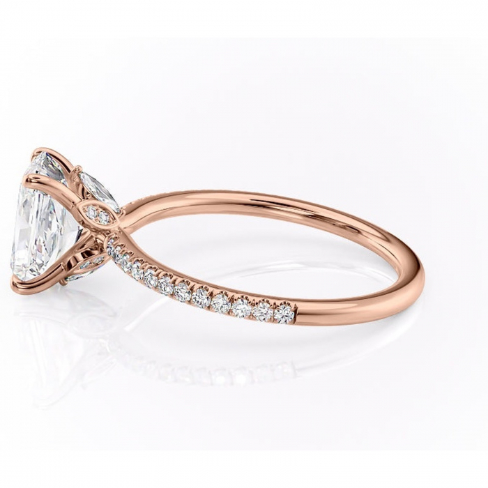 Inel de logodnă Onyxia din aur Rose 14kt cu moissanite tăietură radiantă – Montură pavé rafinată pentru profil înalt | Personalizează și configurează gratuit online [6]