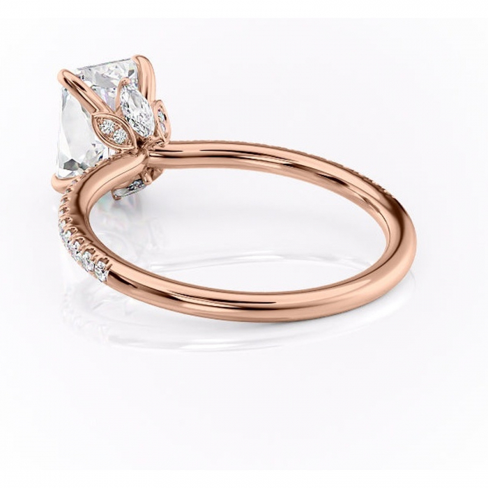 Inel de logodnă Onyxia din aur Rose 14kt cu moissanite tăietură radiantă – Montură pavé rafinată pentru profil înalt | Personalizează și configurează gratuit online [4]