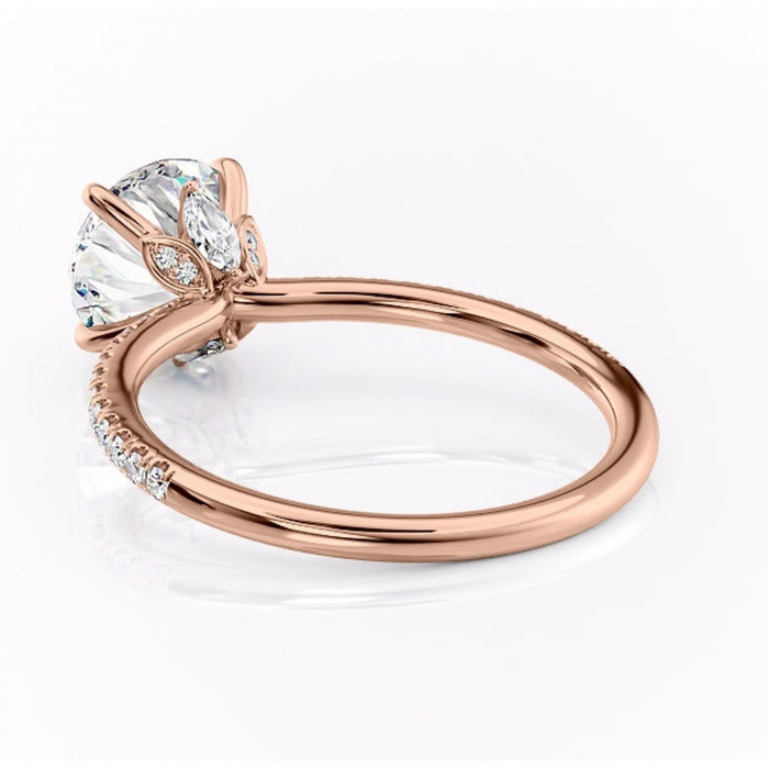 Inel de logodnă Onyxia din aur Rose 14kt cu moissanite tăietură rotundă – Montură pavé rafinată pentru profil înalt | Personalizează și configurează gratuit online [4]