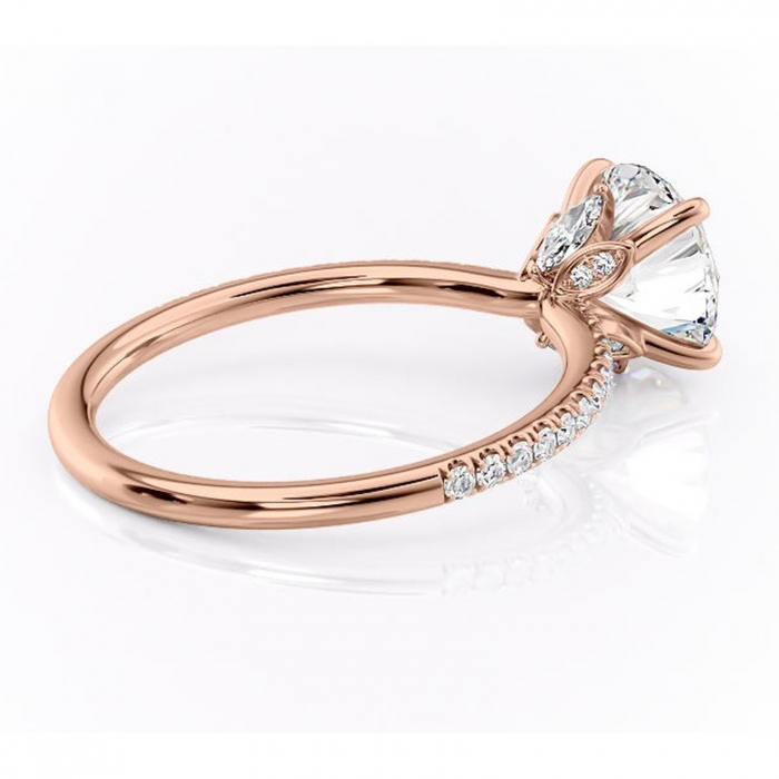 Inel de logodnă Onyxia din aur Rose 14kt cu moissanite tăietură rotundă – Montură pavé rafinată pentru profil înalt | Personalizează și configurează gratuit online [3]