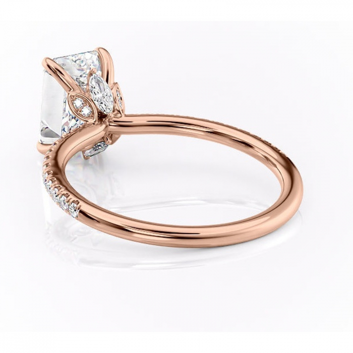 Inel de logodnă Onyxia din aur Rose 18kt cu moissanite tăietură smarald – Montură pavé rafinată pentru profil înalt | Personalizează și configurează gratuit online [4]