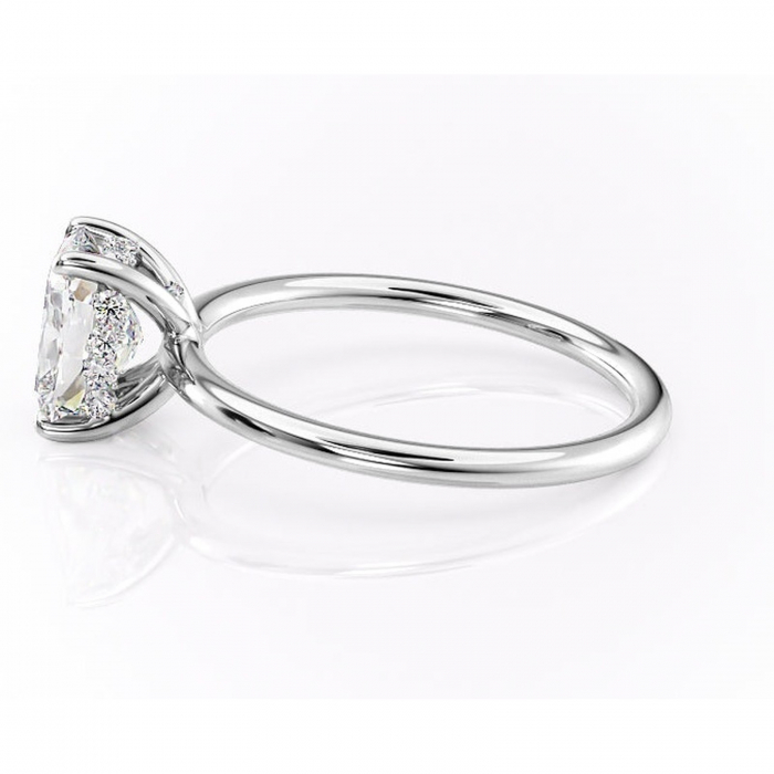 Inel de logodnă Opal din aur Alb 14kt cu moissanite tăietură asscher – Solitar rafinată pentru profil jos | Personalizează și configurează gratuit online [6]