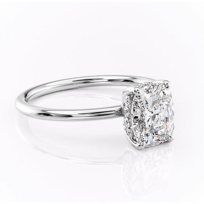 Inel de logodnă Opal din aur Alb 14kt cu moissanite tăietură asscher – Solitar rafinată pentru profil jos | Personalizează și configurează gratuit online [1]