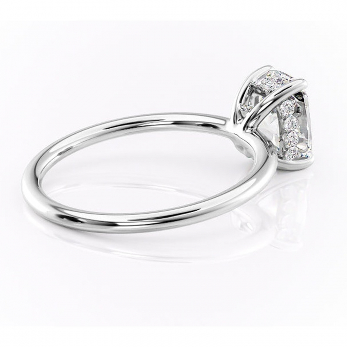 Inel de logodnă Opal din aur Alb 14kt cu moissanite tăietură asscher – Solitar rafinată pentru profil jos | Personalizează și configurează gratuit online [3]