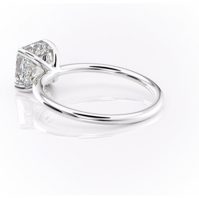 Inel de logodnă Opal din aur Alb 14kt cu moissanite tăietură asscher – Solitar rafinată pentru profil jos | Personalizează și configurează gratuit online [5]