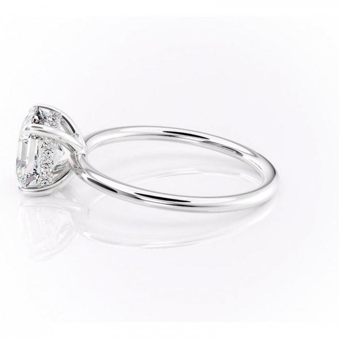 Inel de logodnă Opal din aur Alb 14kt cu moissanite tăietură asscher – Solitar rafinată pentru profil jos | Personalizează și configurează gratuit online [6]