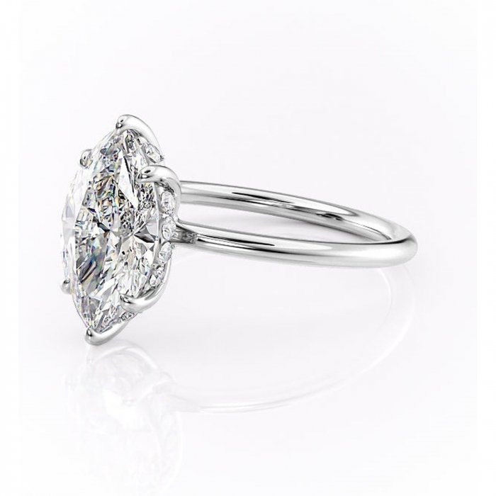 Inel de logodnă Opal din aur Alb 14kt cu moissanite tăietură marquise – Solitar rafinată pentru profil jos | Personalizează și configurează gratuit online [7]