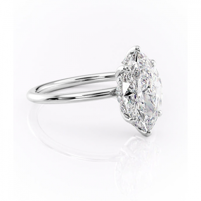 Inel de logodnă Opal din aur Alb 14kt cu moissanite tăietură marquise – Solitar rafinată pentru profil jos | Personalizează și configurează gratuit online [1]