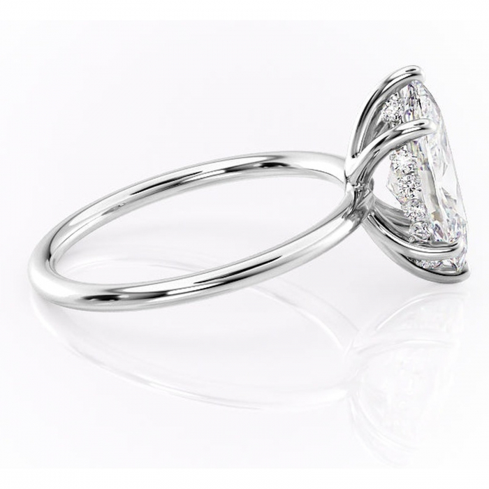 Inel de logodnă Opal din aur Alb 14kt cu moissanite tăietură marquise – Solitar rafinată pentru profil jos | Personalizează și configurează gratuit online [2]