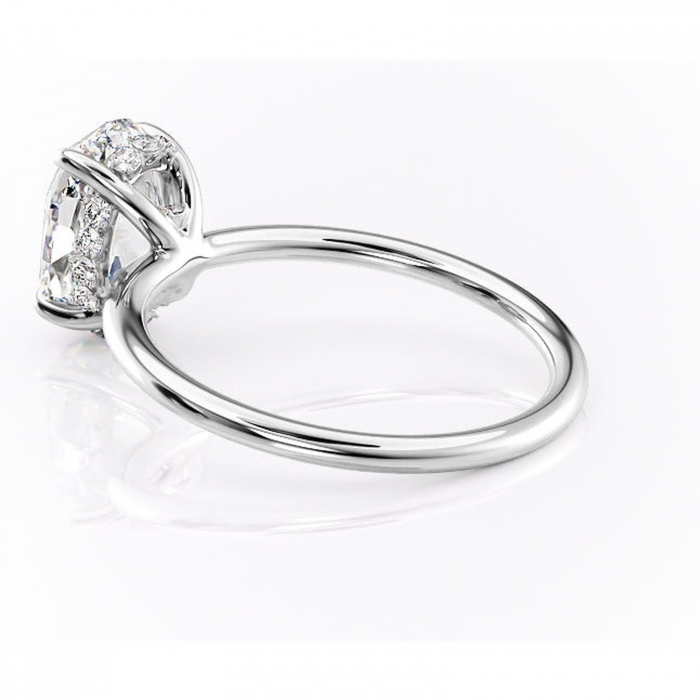 Inel de logodnă Opal din aur Alb 14kt cu moissanite tăietură ovală – Solitar rafinată pentru profil jos | Personalizează și configurează gratuit online [5]