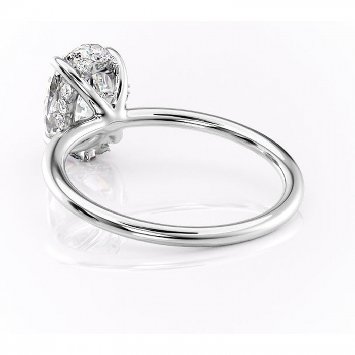 Inel de logodnă Opal din aur Alb 14kt cu moissanite tăietură ovală – Solitar rafinată pentru profil jos | Personalizează și configurează gratuit online [4]