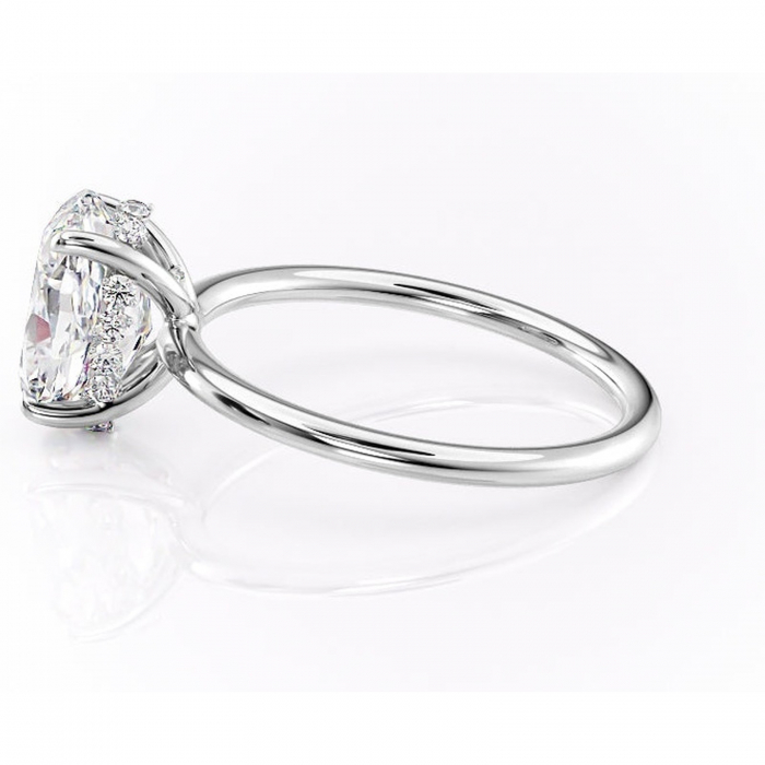 Inel de logodnă Opal din aur Alb 14kt cu moissanite tăietură ovală – Solitar rafinată pentru profil jos | Personalizează și configurează gratuit online [6]